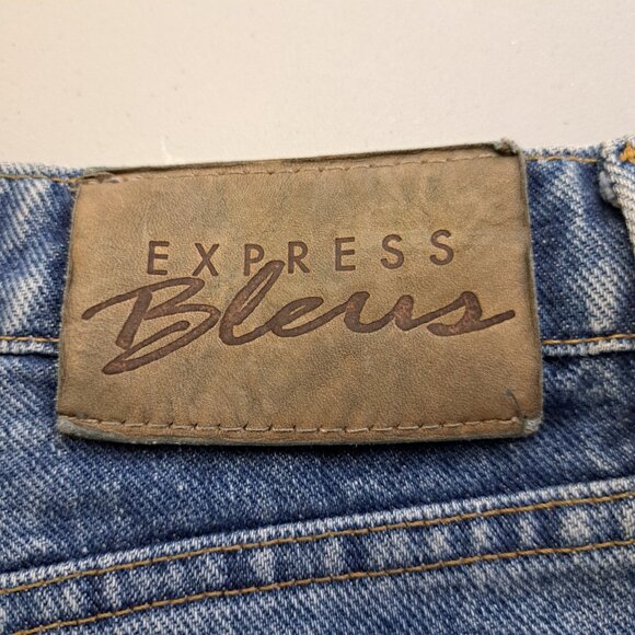 Express Bleus Womens Jeans Blue High Rise 90s Tapered Stonewashed Button Fly Vtg - Picture 5 of 6